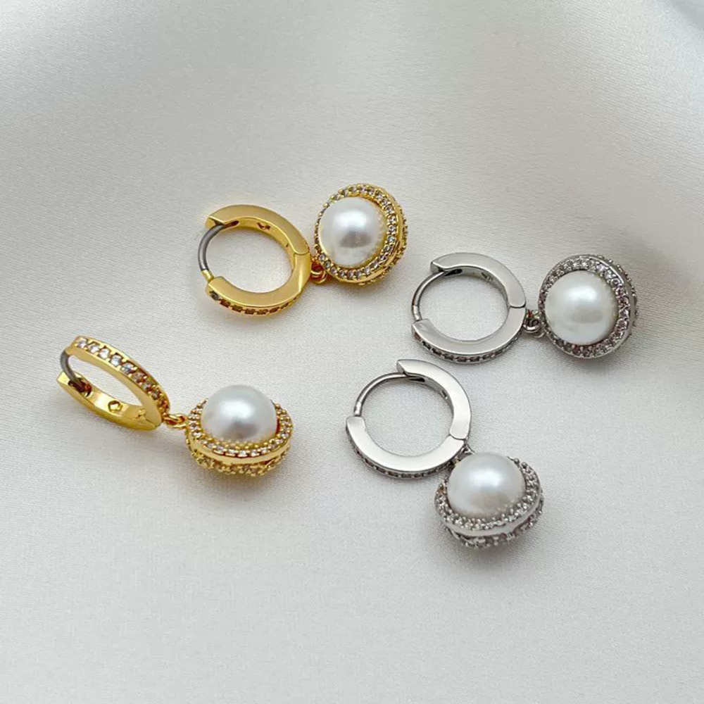 Kendra Scott Zircon Pearl Hollow Heart Earrings